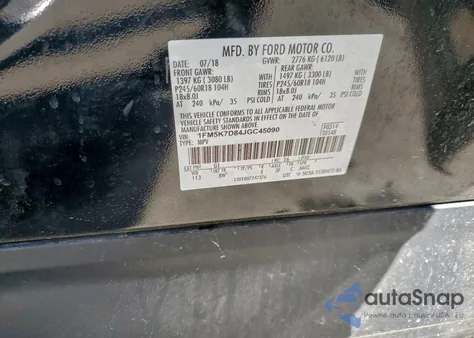 2018 Ford Explorer Xlt from USA, damaged, VIN 1FM5K7D84JGC45090